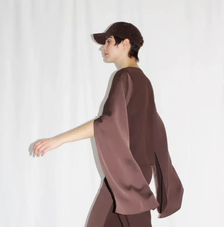 ARTOS BROWN BLOUSE CREPE SATIN WOMAN WOMEN FIT