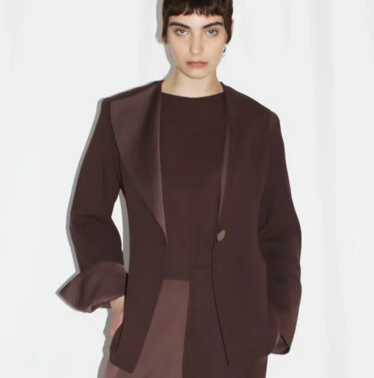 ARTOS BROWN BLAZER CREPE SATIN WOMAN WOMEN FIT